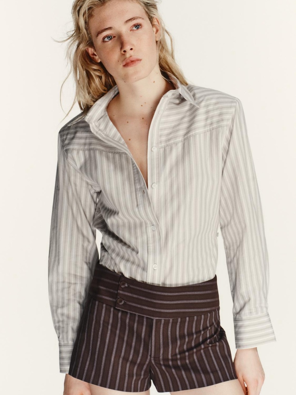 Zara Low-Rise Tailored Pinstripe Mini Shorts